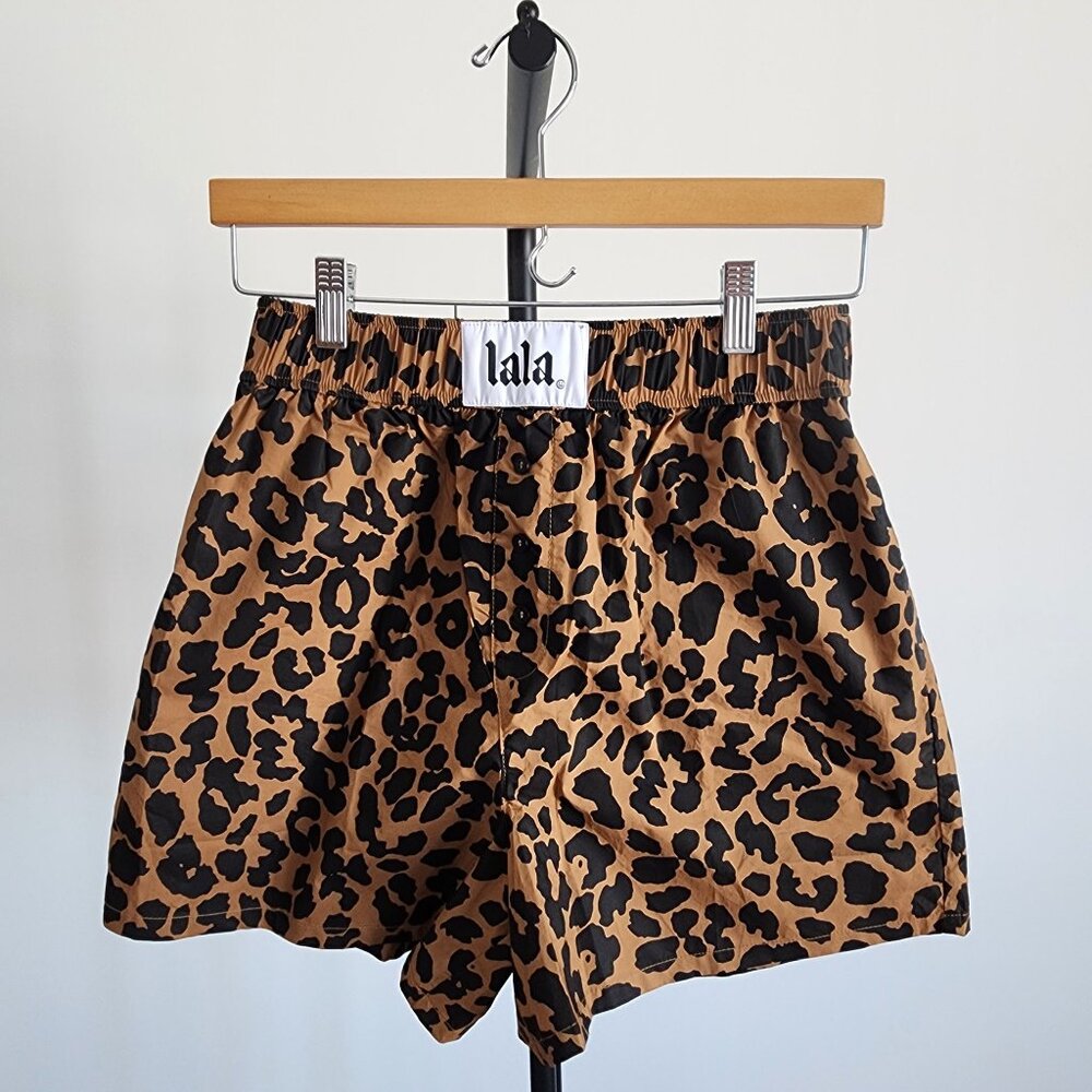 NWOT Dressed in LALA Leopard Lover Boxer Shorts in Size Small